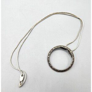 Sterling Silver Open Circle Marcasite Necklace 925 Italy Z2N Infinity/Eternity